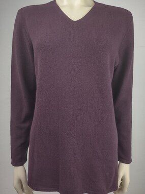 Saks Fifth Avenue purple merlot 100% Cashmere V-Neck sweater ladies Medium